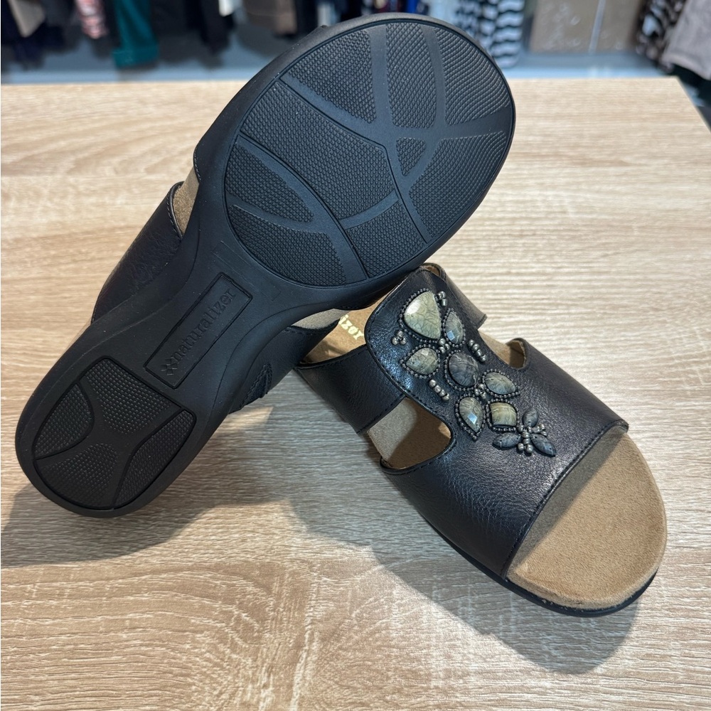 Naturalizer Black Embellished Slide Sandals - Picture 3 of 5